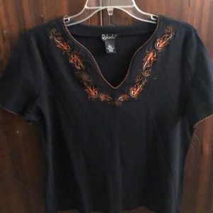 Embroiled V-neck top